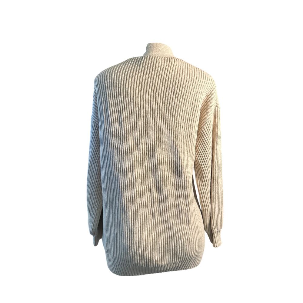 Women S Quince 100% Organic Cotton Oversized Cardigan Sweater Speckled Beige - Picture 5 of 7
